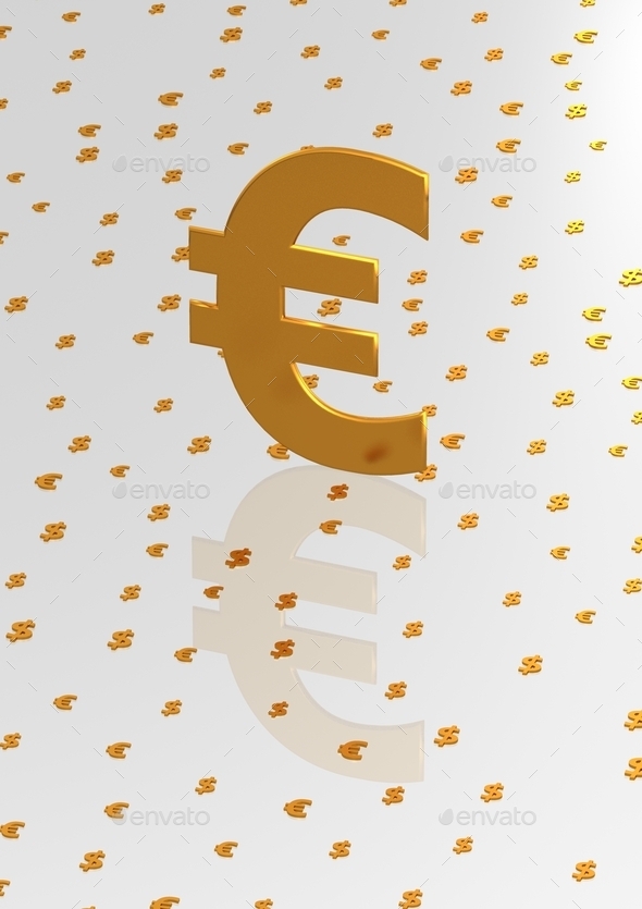 Big three-dimensional gold euro sign (Misc) Photo Download