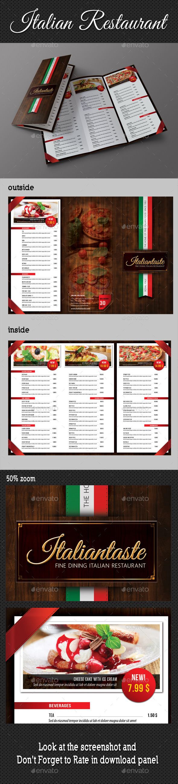 Italian Restaurant 3-Fold Brochure (Brochures)