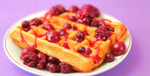 Waffles with red berries Waffles with red berries