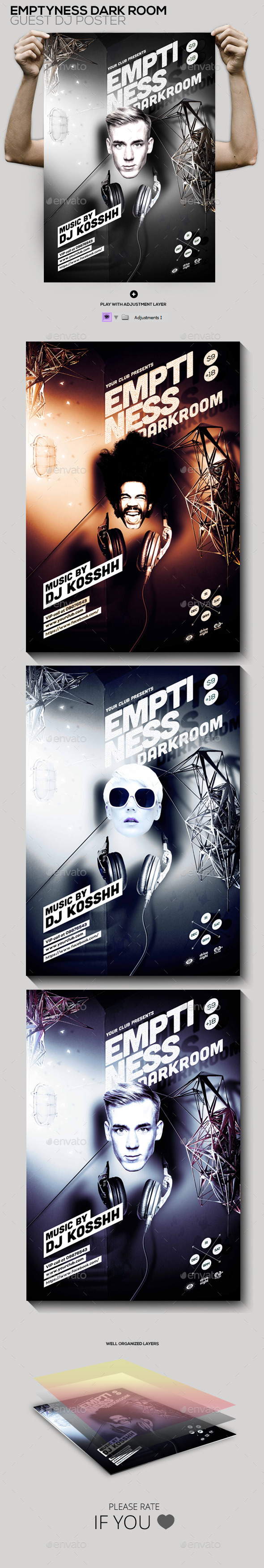 Emptiness Darkroom Guest Dj Party Flyer/Poster (Clubs & Parties)