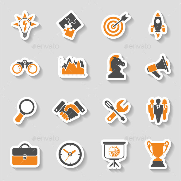 GraphicRiver Business Strategy Icon Sticker Set 10397717 GraphicRiver Business Strategy Icon Sticker Set 10397717