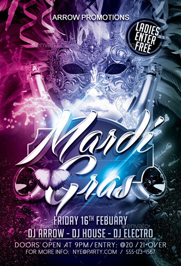 Mardi Gras Flyer Bundle by Arrow3000 | GraphicRiver