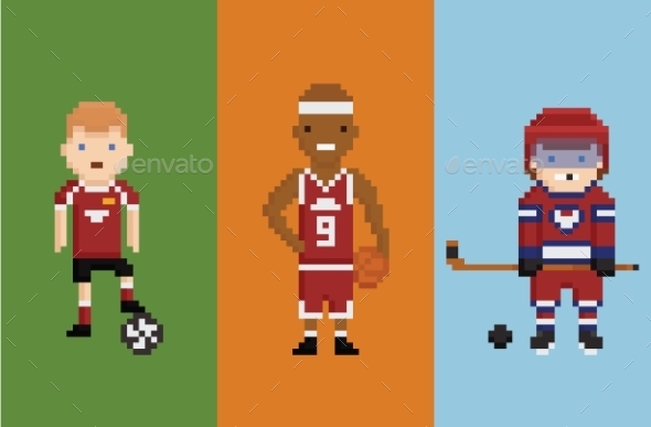 GraphicRiver Pixel Art Style Sportsman 10398279 GraphicRiver Pixel Art Style Sportsman 10398279