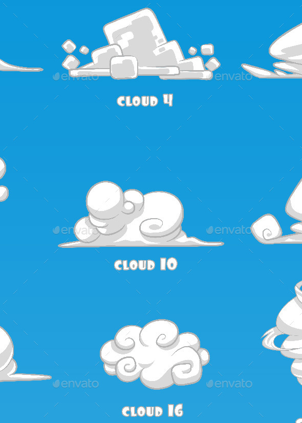 GraphicRiver Vector Cartoon Clouds 10353860 GraphicRiver Vector Cartoon Clouds 10353860