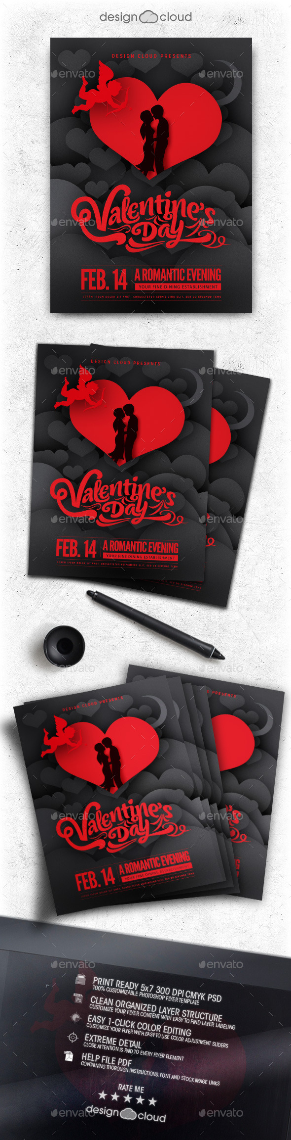 Elegant Shaded Valentine Flyer Template (Holidays)