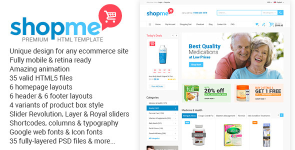 ThemeForest ShopMe Ecommerce Multipurpose HTML Template 10330584