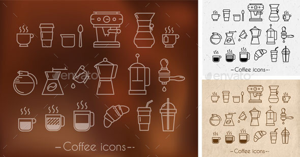 GraphicRiver Coffee theme icons 10399758 GraphicRiver Coffee theme icons 10399758