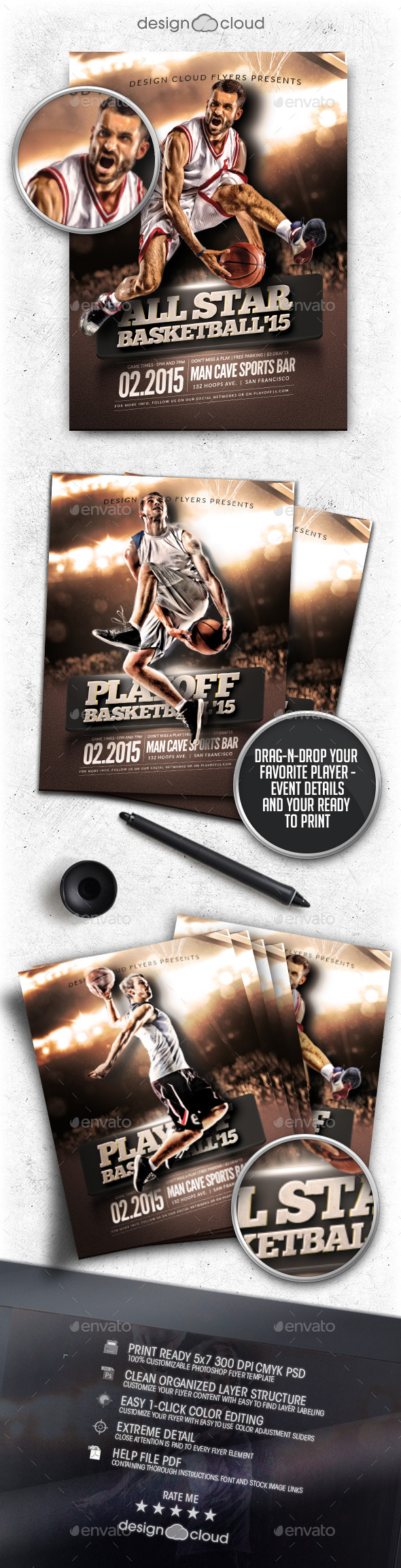 All Star Playoff Basketball Flyer Template (Sports)