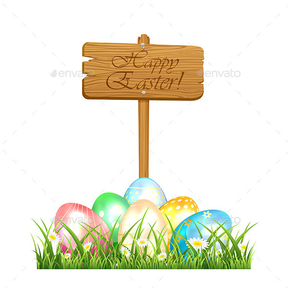GraphicRiver Easter Eggs and Wooden Sign 10402347 GraphicRiver Easter Eggs and Wooden Sign 10402347