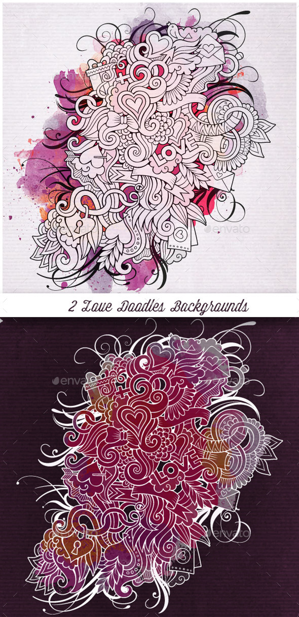 GraphicRiver 2 Love Doodles Backgrounds 10402765 GraphicRiver 2 Love Doodles Backgrounds 10402765
