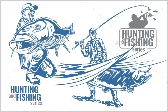 GraphicRiver Hunting and Fishing Vintage Emblem 10404008 GraphicRiver Hunting and Fishing Vintage Emblem 10404008