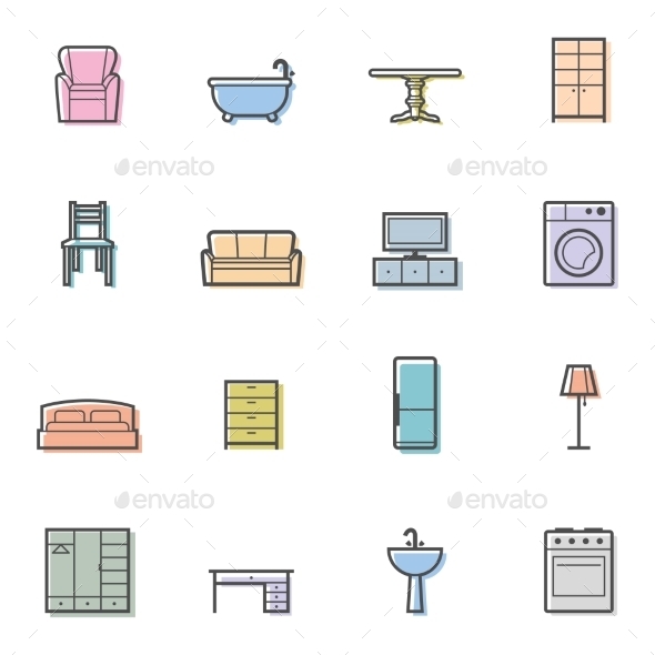 GraphicRiver Home Furniture Icons 10406692 GraphicRiver Home Furniture Icons 10406692
