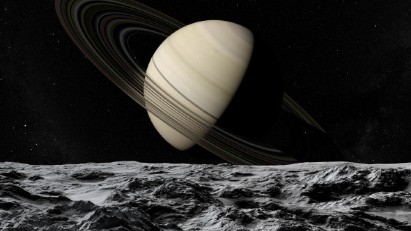Flying Above Moon of Saturn Flying Above Moon of Saturn