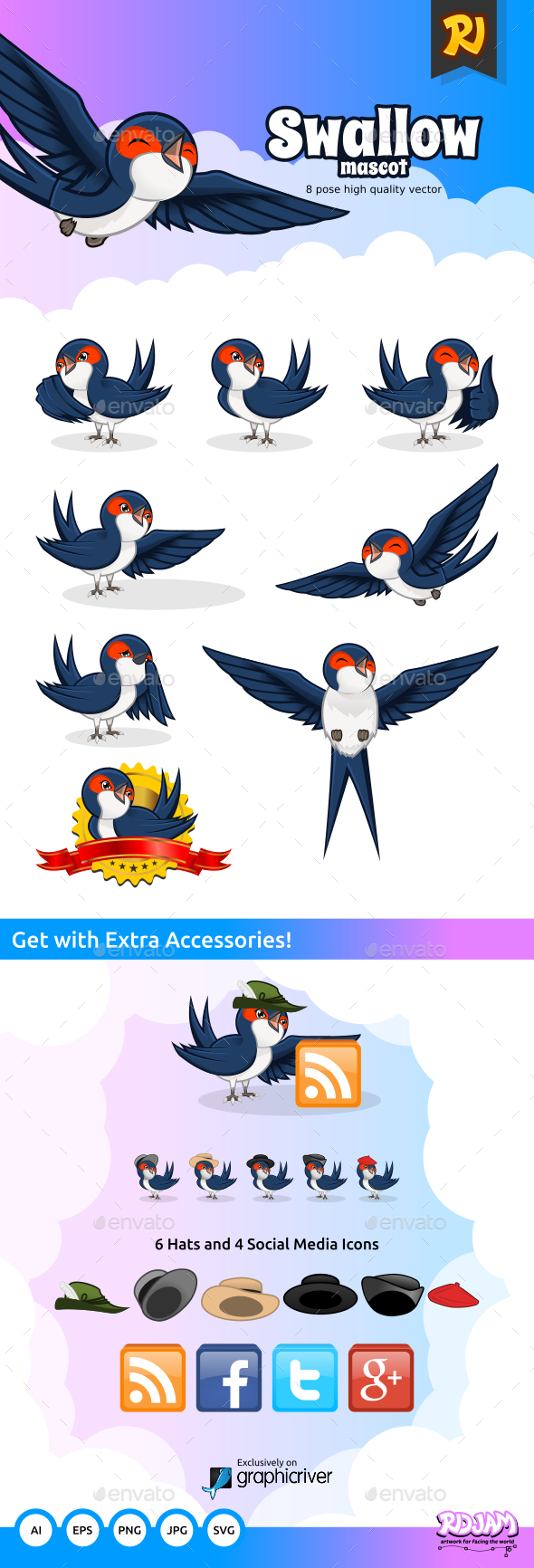 GraphicRiver Swallow Mascot 10411853 GraphicRiver Swallow Mascot 10411853
