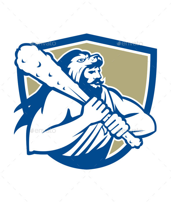 GraphicRiver Hercules in Lion Skin Wields Club Retro Shield 10412395 GraphicRiver Hercules in Lion Skin Wields Club Retro Shield 10412395