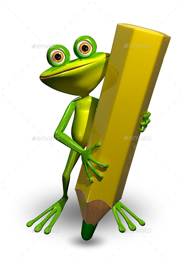 GraphicRiver Frog and Pencil 10414107 GraphicRiver Frog and Pencil 10414107
