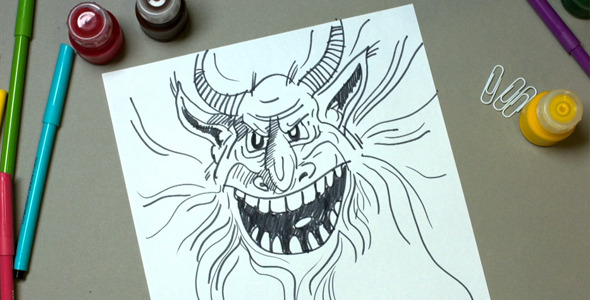 The Man Draws Fantastic Creature The Man Draws Fantastic Creature