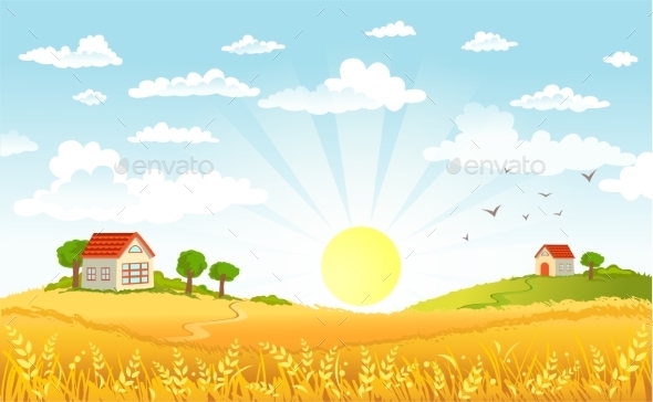 Countryside Panorama in the Morning (Landscapes)