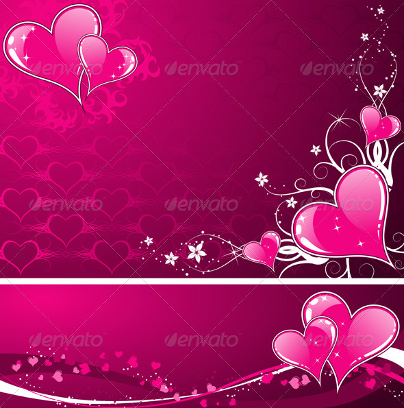 Valentines Day background with hearts and florals Valentines Day background with hearts and florals