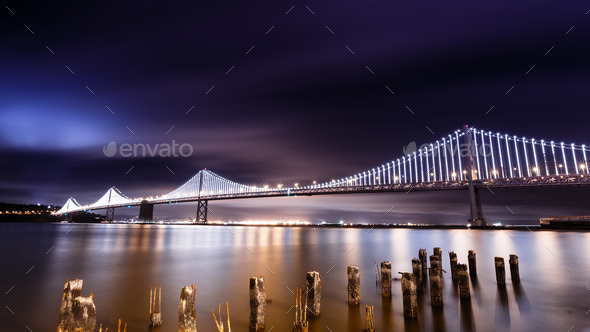 San Francisco-Oakland Bay Bridge at night (Misc) Photo Download