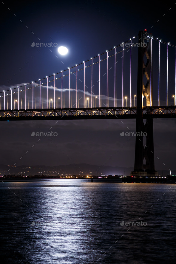 San Francisco-Oakland Bay Bridge at night (Misc) Photo Download