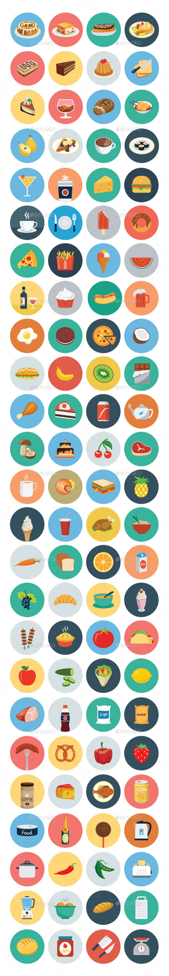 GraphicRiver 100 Food Flat Icons 10419023 GraphicRiver 100 Food Flat Icons 10419023