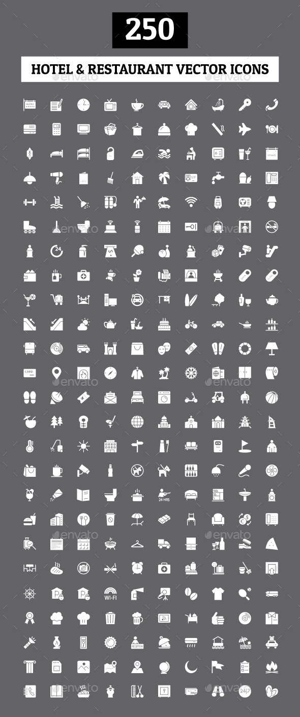 GraphicRiver 250 Hotel and Restaurant Vector Icon 10419131 GraphicRiver 250 Hotel and Restaurant Vector Icon 10419131