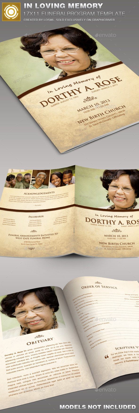 In Loving Memory Funeral Program Template 005 - Informational Brochures