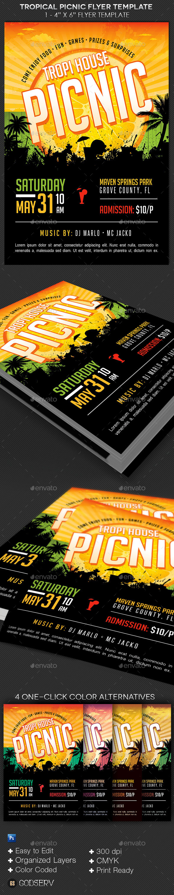 GraphicRiver Tropical Picnic Flyer Template 10424669 GraphicRiver Tropical Picnic Flyer Template 10424669