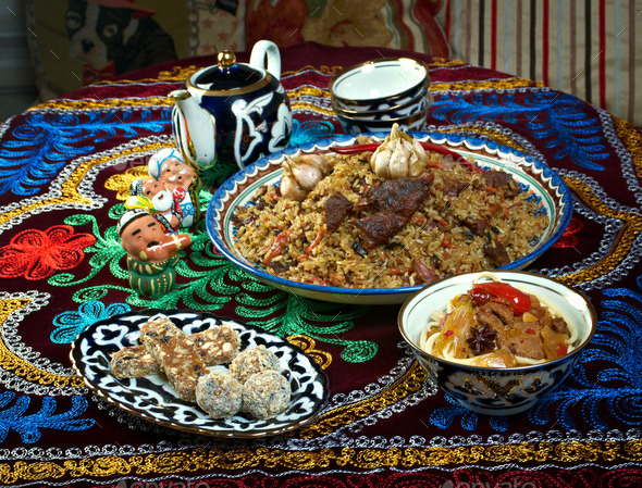 food set Central Asian cuisine