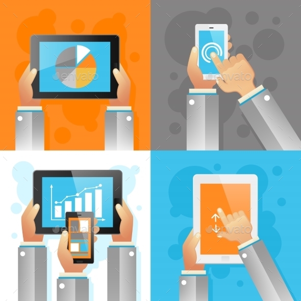 Hands With Mobile Devices (Icons)