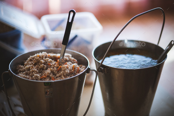 food for homeless people served in bucket (Misc) Photo Download