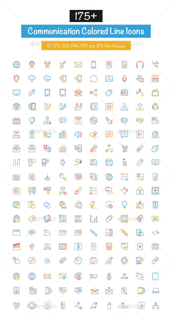 175& Communication Colored Line Icon 175& Communication Colored Line Icon