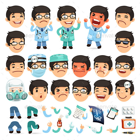 GraphicRiver Set of Cartoon Doctor Characters 10408570 GraphicRiver Set of Cartoon Doctor Characters 10408570