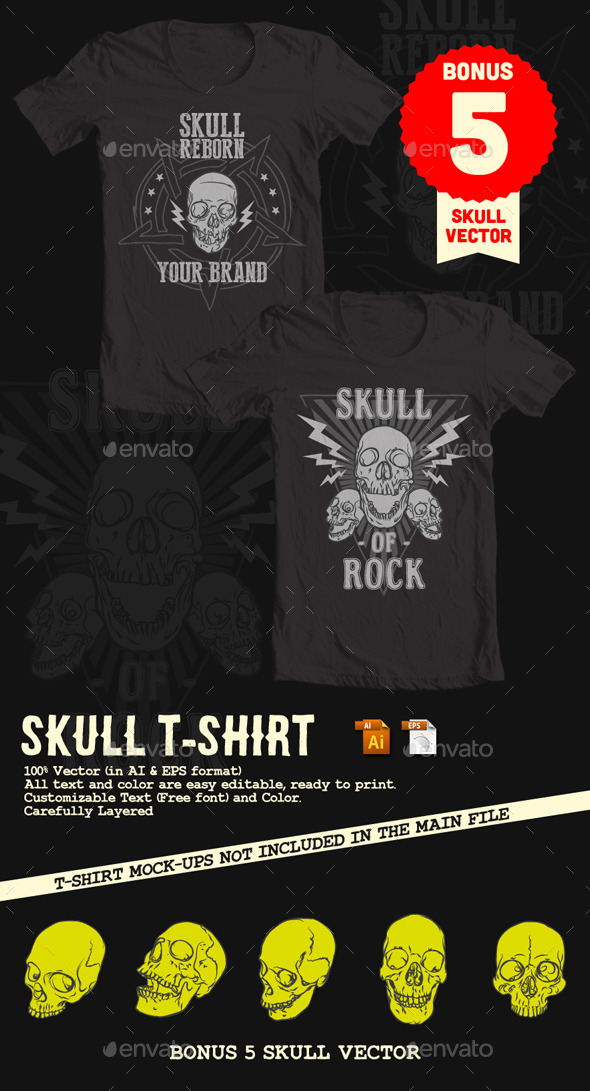 Skull T-Shirt - Grunge Designs