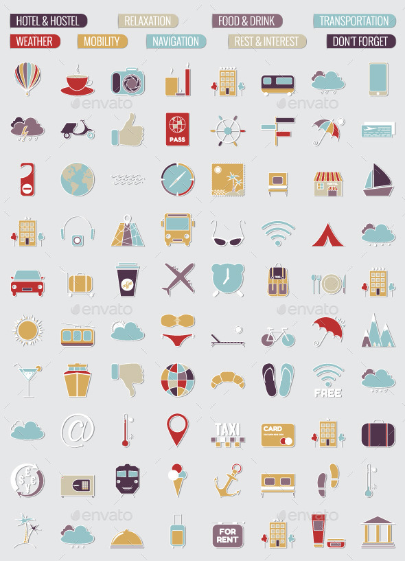 80 Travel Icons Set (Travel)