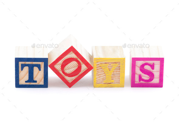 Alphabet blocks spelling the word toys with clipping path (Misc) Photo Download