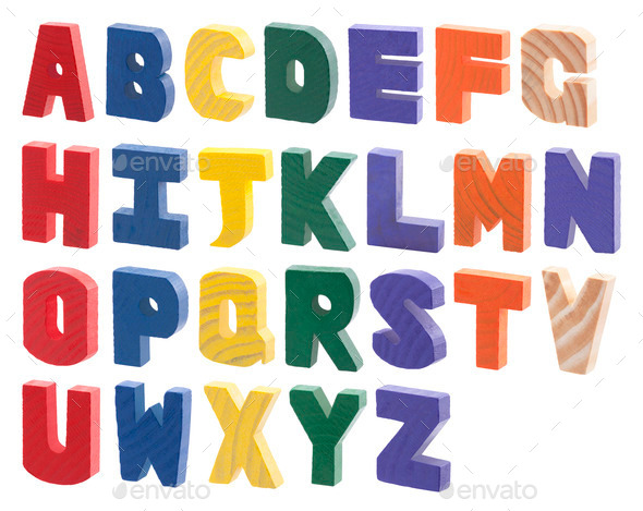 Colorful wooden alphabet isolated on white (Misc) Photo Download