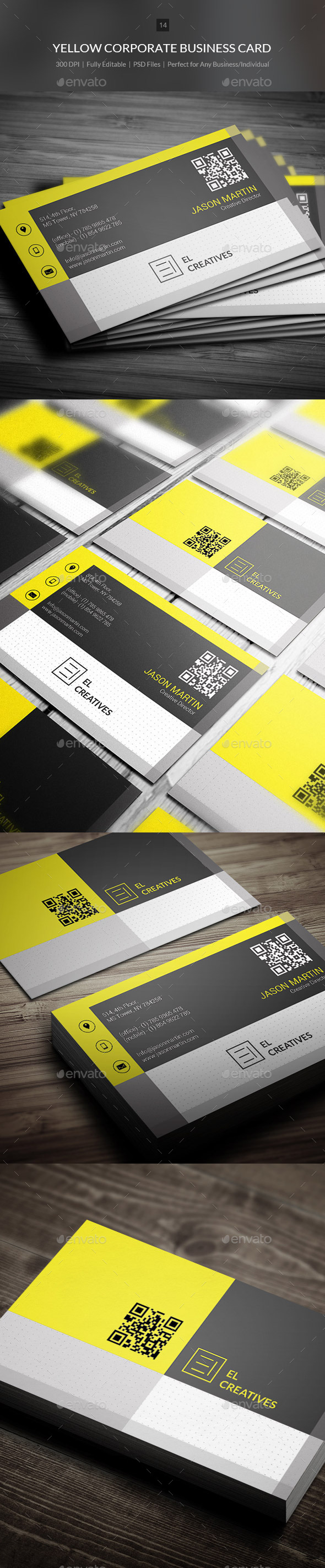 Yellow Corporate Business Card 14 Yellow Corporate Business Card 14