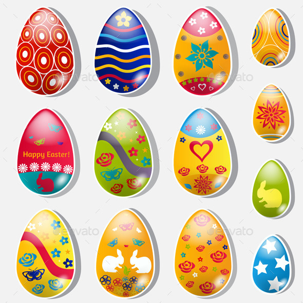 GraphicRiver Set Of Paper Easter Eggs 10439107 GraphicRiver Set Of Paper Easter Eggs 10439107