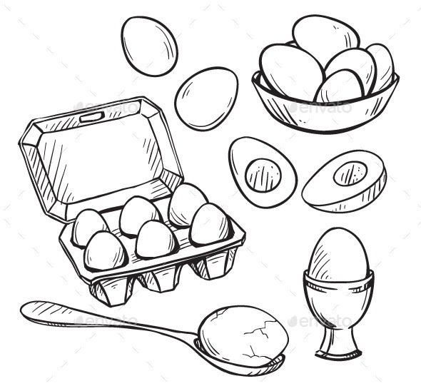 GraphicRiver Set of Eggs Drawings 10440419 GraphicRiver Set of Eggs Drawings 10440419
