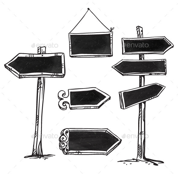 GraphicRiver Set of Signboards Hand Drawn 10440424 GraphicRiver Set of Signboards Hand Drawn 10440424