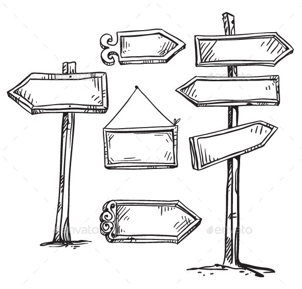 GraphicRiver Set of Signboards Hand Drawn 10440426 GraphicRiver Set of Signboards Hand Drawn 10440426