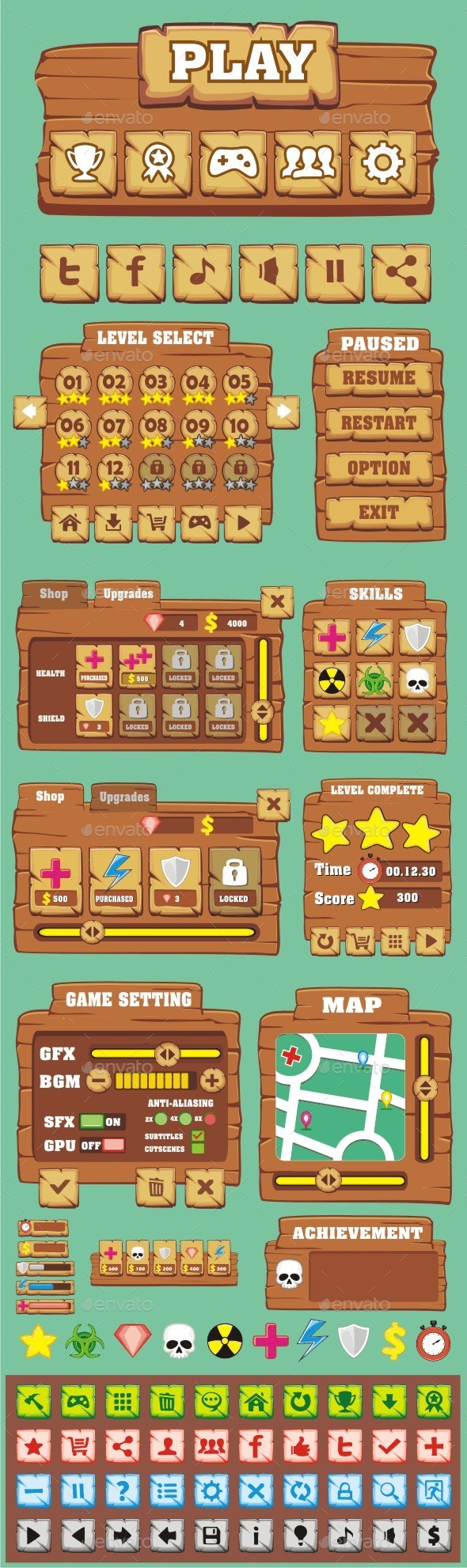 GraphicRiver cartoon game gui pack 2 10440987 GraphicRiver cartoon game gui pack 2 10440987