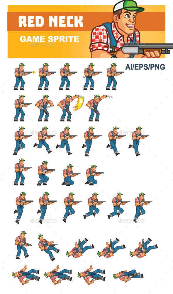 GraphicRiver Red Neck Game Sprite 10442886 GraphicRiver Red Neck Game Sprite 10442886