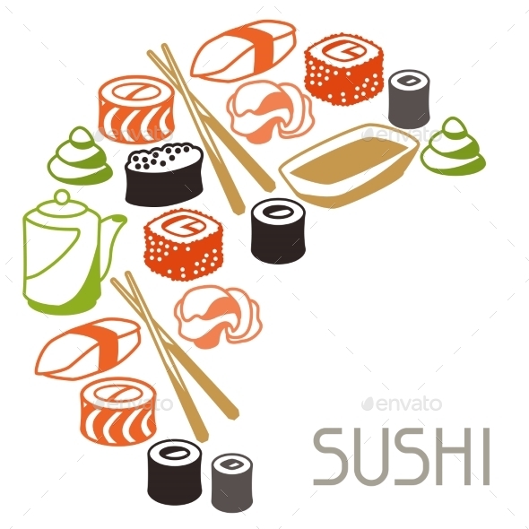 GraphicRiver Background with Sushi 10442967 GraphicRiver Background with Sushi 10442967