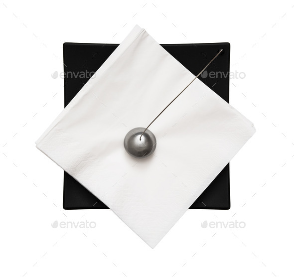 Black napkin holder with paperweight - view from above (Misc) Photo Download