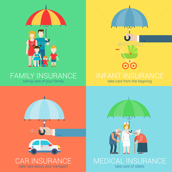 GraphicRiver 4-in-1 Insurance Concept Illustrations 10443414 GraphicRiver 4-in-1 Insurance Concept Illustrations 10443414