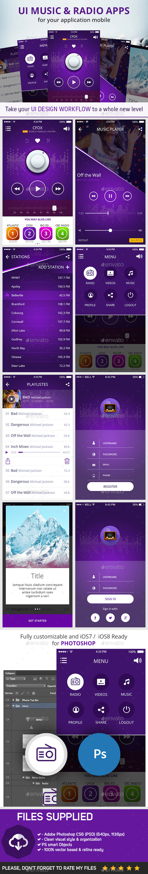 GraphicRiver UI music & radio apps 10444489 GraphicRiver UI music & radio apps 10444489