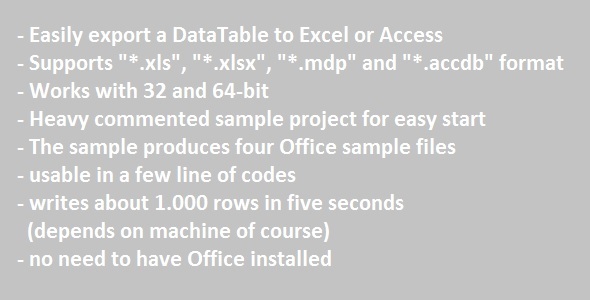 CodeCanyon EasyOfficeExporter DataTable to xls and mdb 10444581 CodeCanyon EasyOfficeExporter DataTable to xls and mdb 10444581